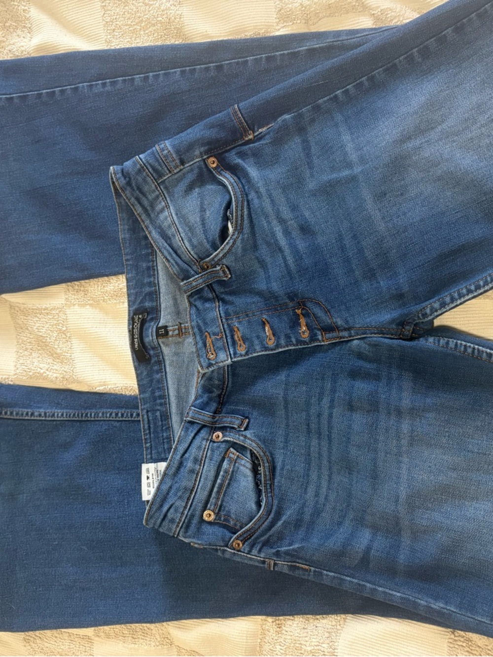 High-Rise Button-Fly Blue Jeans
